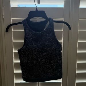 Navy with design high neck ebb to be street lululemon tank top